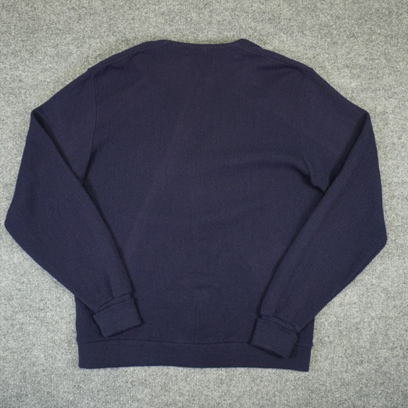 Vintage Izod Lacoste Cardigan Mens Medium Navy Blue Sweater Acrylic Preppy Croc - Picture 8 of 9